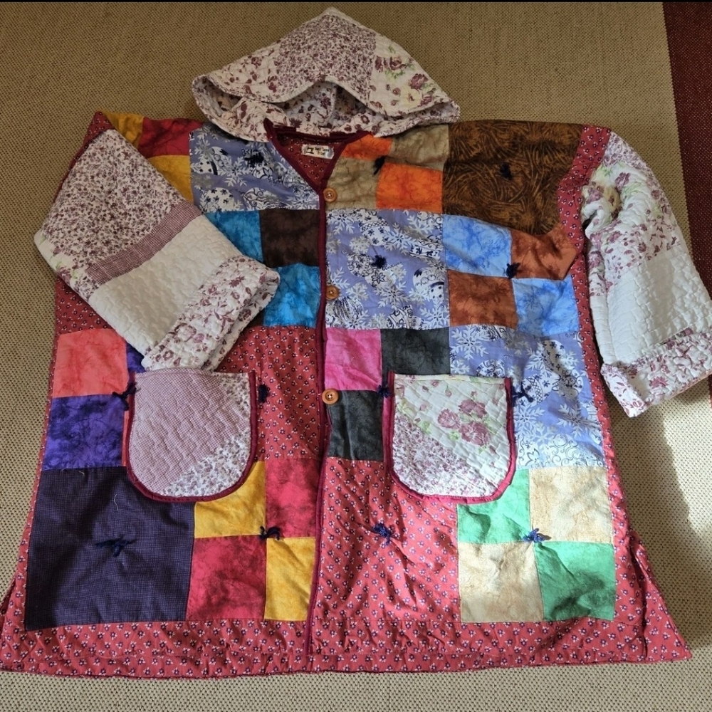 Upcycled Quilt Blanket Coat Sz 2X-3X Handmade Dont Throw It Out - Picture 2 of 7